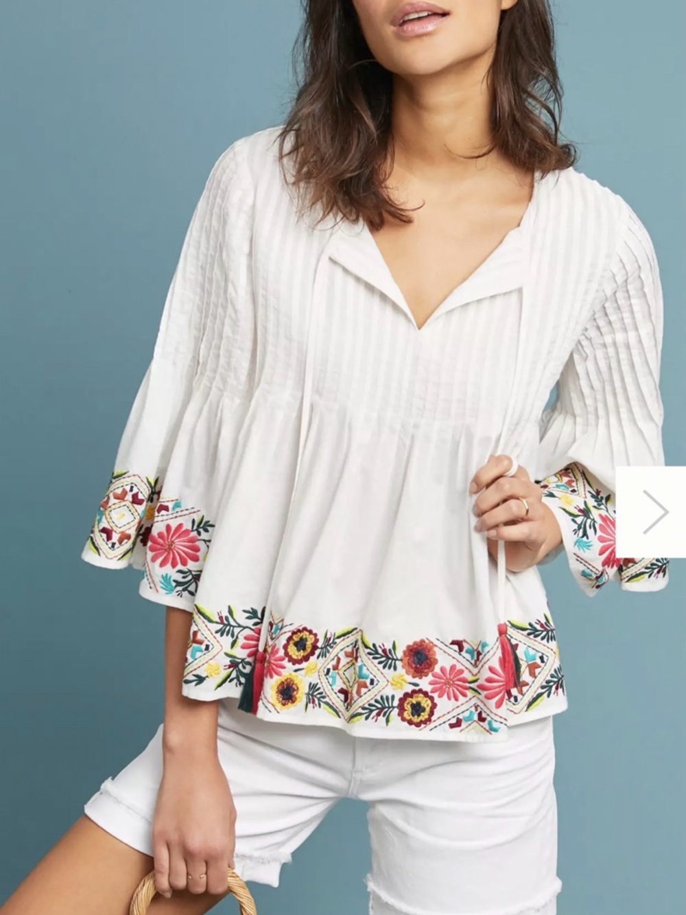 Anthropologie Bella Embroidered Peasant Blouse Sz XL M26